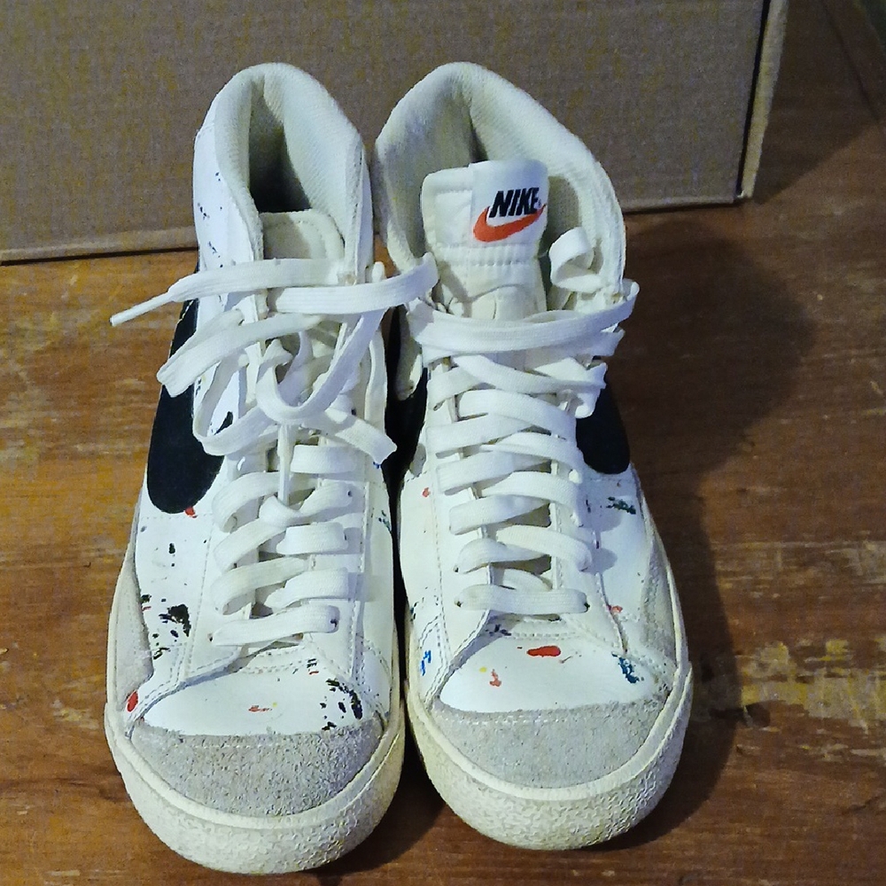 Nike Kids High-Top Sneakers - White, Black, and Multicolor